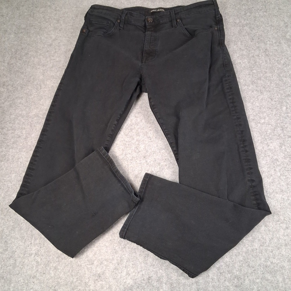 Mavi Matt Relaxed Straight Leg Jeans Mens 38x34 Black Stretch Cotton Tencel